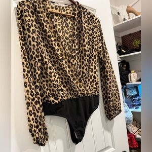 Leopard print thong bodysuit